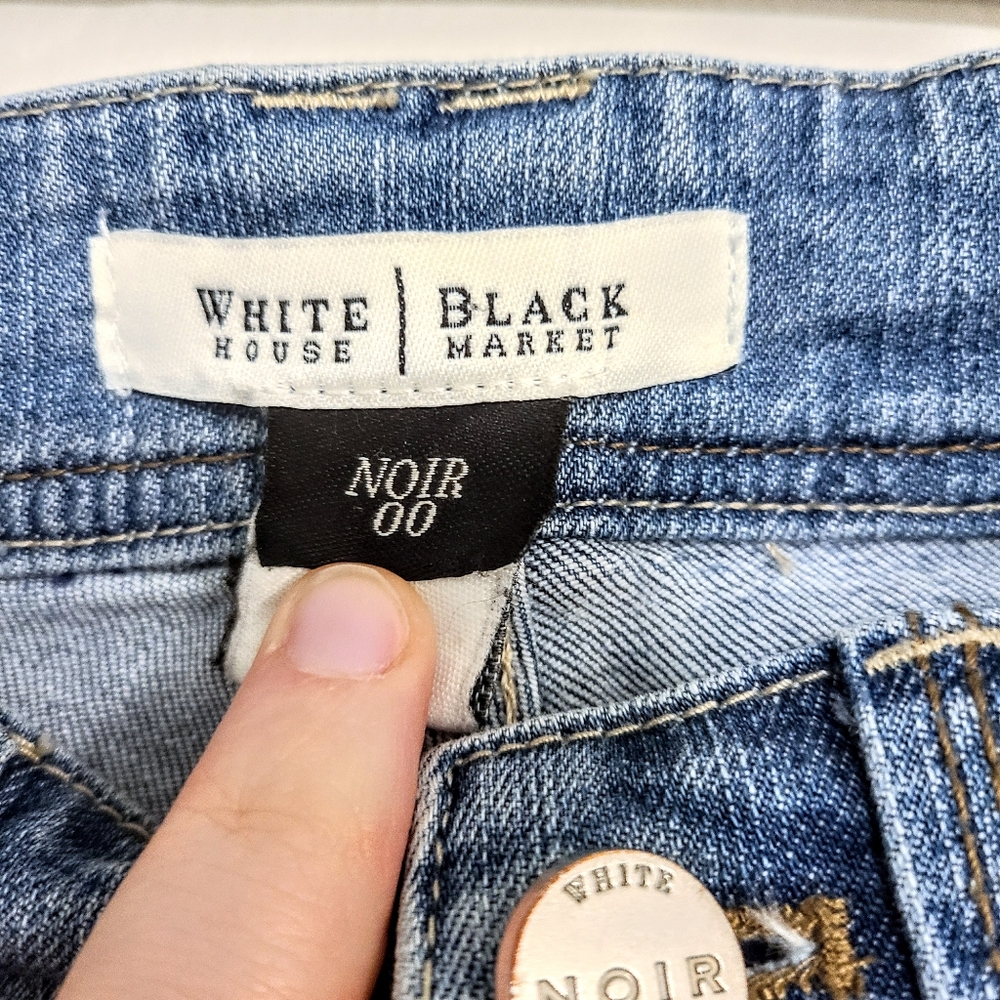 WHBM Noir Lightweight Light Blue Wash Denim Crop Leg Capris Size 00 (XS) - Picture 5 of 5
